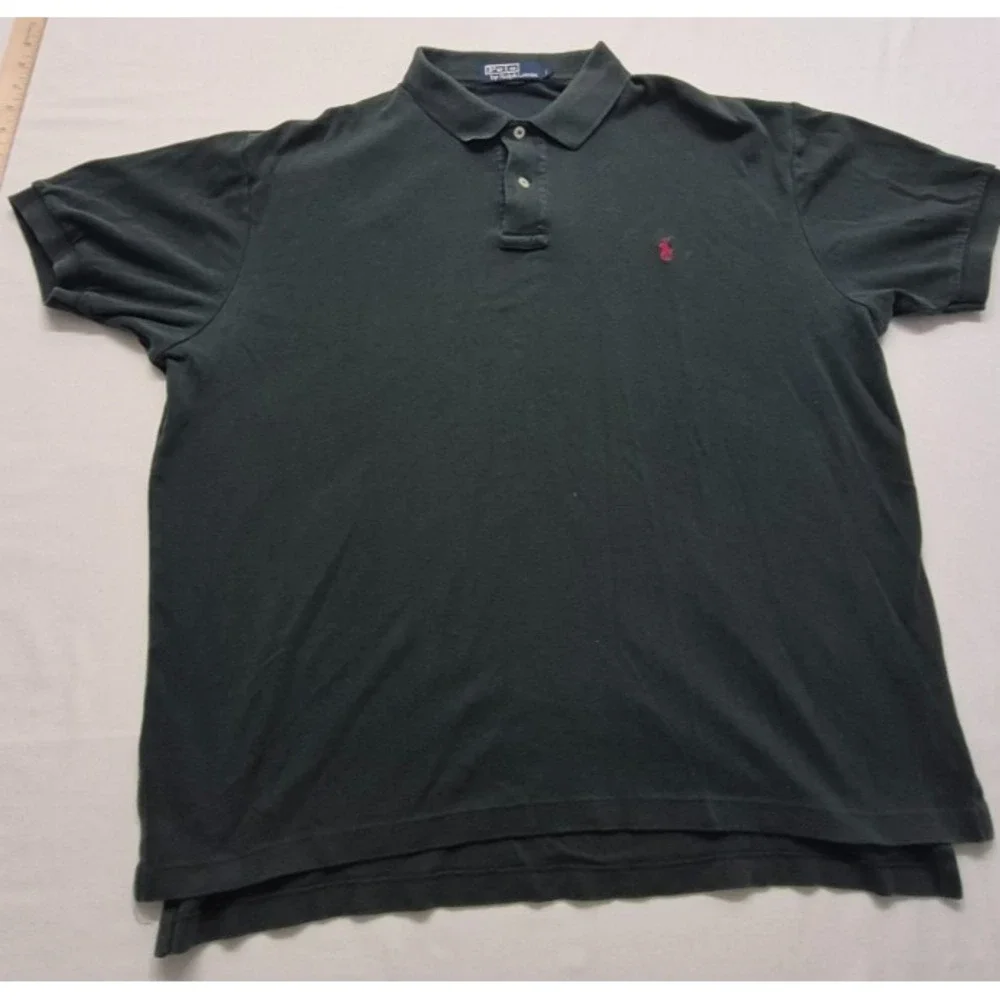 Polo Ralph‎ Lauren men's dark green short sleeve polo shirt LG 100% Cotton